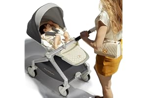 Hot Mom Cochecito ultraligero 3n1, asientos anchos, respaldo ajustable, ruedas grandes que absorben los golpes, marco de magnesio, dirección de marcha cambiable en segundos (F39-DG)