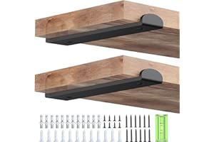 WELDUN 4 Pack Metal Scaffold Board Shelf Brackets 22.5 cm, Heavy Duty Wall Mounted Angle Shelving Brackets with Lips, for Industrial, Rustic, Modern Decor, Black