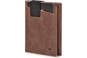 DONBOLSO Wallety - Carteras de Piel Hombre Slim con Protección RFID, Billetera Slim con Cierre y Compartimento para Monedas - Tarjetero Compacto con 5 Ranuras, Regalo de Lujo, Medidas 9 x 7 x 2 cm