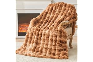 ‎EMME EMME Bubble Decke Sofa Kuscheldecke Kaninchen Plüsch Dicke Decke, Wohndecke Flauschig Sofaüberwurf Couchdecke, Fleecedecke, Flauschige Wohndecke für Couch