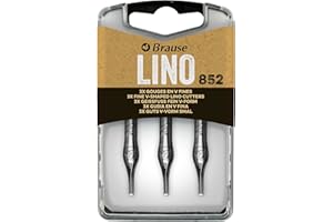 Brause 300852B - Plumes linogravure et à gratter pour porte-plume - Boîte 3 Gouges en V fine (n°852) - Fabrication Allemande