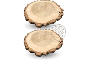 LIGNUM AMORIS Baumscheiben 30cm ø | 2 Stück | geschliffen & mit Rinde | Made in Germany | edles Pappelholz als tolle Tischdeko | Tortenplatte | Hochzeitsdeko | deko Tablett | DIY (2 Stück)
