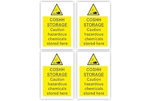 INKATI COSHH Storage Self-Adhesive Signs (4-Pack) / 7x10cm Each (Pack of 4) / Portrait Orientation Removable & Wipeable/Indoor or Outdoor Stickers/Gloss Finish/COSHH Cupboard Stickers