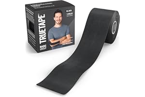‎TRUETAPE TRUETAPE Basic - Kinesiotape | 5m x 5cm Rolle | wasserfestes & elastisches Kinesiologie Tape für den Alltag | hautfreundlich (500 x 5 cm (1 Stück), Schwarz)