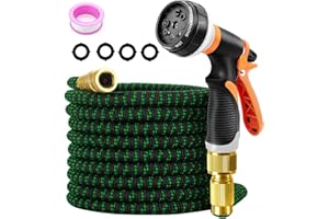KALAFUN Expandable Garden Hose Water Pipe - 50FT Flexible Water Hose with 8 Function Spray Nozzle, Lightweight Hose Pipe Spray Gun, Outdoor Magic Water Pipe for Gardening Lawn Car Pet Washing, Black