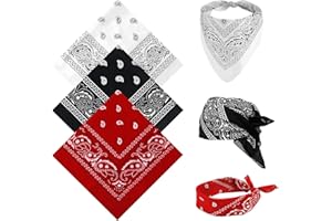 Qufiiry 3 Stück Bandana Kopftuch Damen und Herren, Multifunktionale Große Paisley Bandana Kopftücher Damen, Headwear Haar Schal Ansatz Handgelenk Kopf Biker(55 x 55 cm, Rot, Schwarz, Weiß)