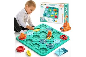 burgkidz Logico Puzzle Labirinto Giochi da Tavolo Costruttore di Strade con 118 Sfide, per Sviluppare la Logica Giocattoli per Bambini 4 5 6 7 8 Anni Ragazzi