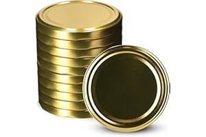 KADAX Tapa de rosca fi100 mm, tapa de repuesto con 6 dientes de bloqueo, tapa giratoria de metal, tapa para tarros de conservas, tapa de cristal apta para 2530 ml, 4130 ml, 5000(10 unidades, dorado)