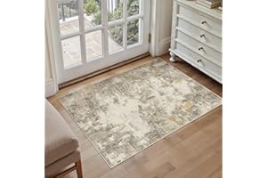 PureCozy Entryway Rug Indoor Door mat, Brown Abstract Small Washable Area Rugs Kitchen Bathroom Office Dining Room Mat, Low Pile Vintage Non-Slip Bedroom Carpet for Front Door Entrance, 60x90 cm