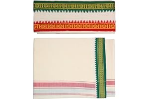 Stylesindia Men's Cotton Colored Single Layer Thalapathy Dhoti with Angavastram (Towel)