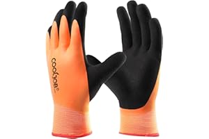 COOLJOB Guanti Invernali Impermeabili, Guanti da Giardinaggio Doppio Rivestimento, Guanti da Lavoro per un Clima Freddo e per il Lavoro all'Aperto, arancio (1 Paio, XL)