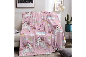 HZVRTN Coperta a forma di unicorno, in flanella, per bambini, colore rosa, per ragazze, morbida, ideale come regalo di compleanno, divano, letto, coperta in pile (unicorno H, 130 x 150 cm)