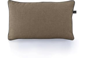 LILENO HOME Funda de cojín para exteriores 40 x 60 cm color gris topo + Keder Juego de 2 fundas de almohada [sin relleno] Funda de almohada impermeable con cremallera Funda de almohada para salón