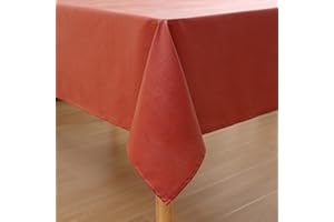 Homaxy Tovaglia effetto lino, lavabile, con effetto loto, rettangolare, 140 x 100 cm, impermeabile, biancheria da tavola, antimacchia, rosso mattone