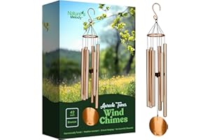Nature's Melody Aureole Tunes Carillon à Vent d'extérieur, 6 Tubes, Aluminium Inoxydable, Finition poudrée, Crochet en S, pour condoléances, Cadeau commémoratif, Jardin Zen (Bronze, 106,7 cm)