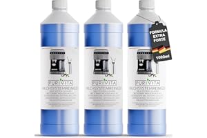 PURIVITA® Pulitore del Sistema del Latte per Macchine da Caffè [3x 1000 ML] - Detergente per Systema del Latte - Sistema Pulizia Latte per De Longhi, Jura, Krups, Nespresso & Philips