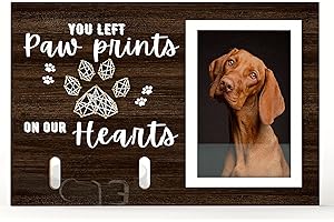 INNOBETA Dog Memorial Gifts Pet Remembrance Memorial Gifts-4" x 6" Dog Picture Frame with Pet Collar Holder and Woven Paw Prints, Sympathy Gift For Loss Of Dog- Paw Print