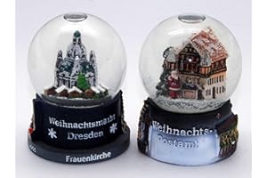 Minium Collection 3-20-53 2 dulces Souvenirkugeln Deutscher Weihnachtsmarkt Dresden Frauenkirche 65 mm Durchmesser mit Luftblase