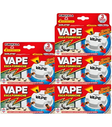 Vape Esca Formiche Insetticida Elimina Intero Nido e Colonia Durata 3 Mesi  per Ambienti Interni ed Esterni Prodotto Biocida