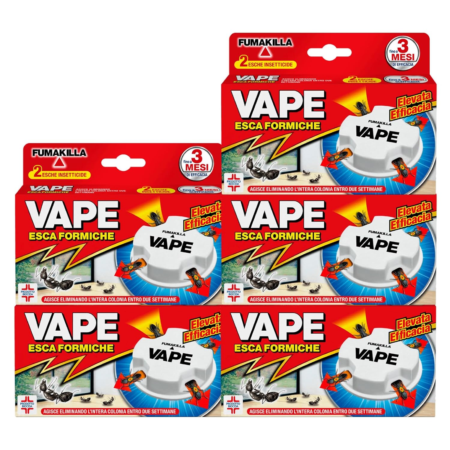 Vape Esca Formiche Insetticida Elimina Intero Nido e Colonia Efficace 3 Mesi per Interni ed Esterni Prodotto Biocida - 10 Esche