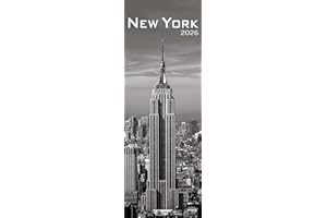 New York Vertical Kalender 2026: Beeindruckende Schwarz-Weiß-Aufnahmen in einem länglichen Kalender - passend zur New Yorker Skyline. Dekorativer Wand-Kalender.