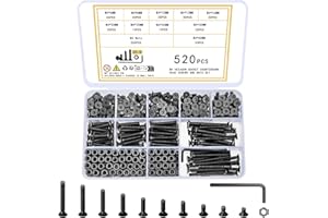 Ewwtrey 520 Pcs M4 Screws Set, Countersunk Hex Socket Head Cap Screws and Nuts Set, M4 Bolts and Nuts Assortment, Hexagonal Flat Head Machine Screw, with Wrench
