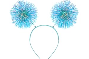 WLLHYF Foil Strips Pom Pom Headband Tinsel Fashion Headband Fluffy Ball Hair Loop Cosplay Hair Accessories for Women Girls Christmas Party Birthday