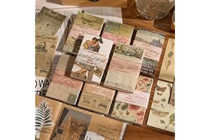 Gfamous Carta vintage per bricolage, 480 pezzi, vintage, carta per scrapbooking, mini estetica, scrapbook di carta, accessori vintage, diario, scrapbook in stile retrò, materiale di carta per