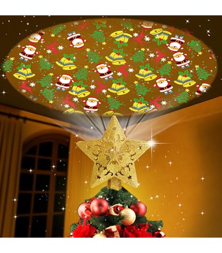 Étoile De Noël Musicale Rotative Avec Lumières LED - Décoration Pour Sapin, Cadeau Enfant