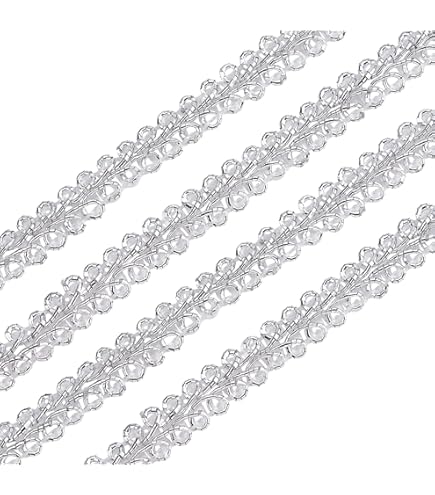 Metallic Silver Lace Trim - 2-1/4 Inch Wide By 1 Yard For Sewing & Crafts