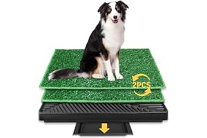BRIAN & DANY 76 x 51cm Lettiera per Cani e Gatti per Addestramento, Doppio Tappetino di Erba Artificiale e Raccoglitore per Casa ed Esterni