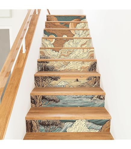 QUARKZMAN Contremarche Escalier Autocollant, 6pcs Peel et Bâton Vinyl Escalier autocollants décalcomanies pour Escalier Marches Maison Salle Bain Sol Décoration, Blanc
