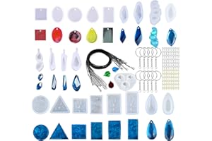 Woohome 43 PCS Clear Jewelry Silicone Molds Set Water Wave Casting Mold Set Included 22 PCS Jewelry Resin Casting Mold and 3 Style Accessories for Jewelry Craft Making DIY