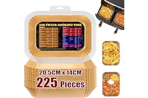 COLOZEE 225 Pièces Papier Cuisson pour Ninja Foodi Air Fryer, 20.5x14cm Rectangulair Papier Sulfurisé Feuilles pour Ninja Foodi AF300EU AF400EU Et Autres friteuses à air à double panier