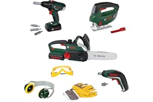 Theo Klein 8593 Duży zestaw budowlańca | Dwie piły z efektami świetlnymi i dźwiękowymi | Z dwa bezprzewodowe śrubokręty i akcesoria | Dla dzieci od 3 lat