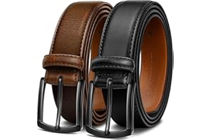 KEMISANT Cintura Uomo 2 Pezzi, Cintura Pelle per Jeans Casual 35mm,Dimensione Fissa