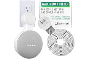 Sintron Outlet Soporte de montaje en pared para Google Nest Mini y Google Home Mini, accesorio que ahorra espacio con gestión de cables Soporte de Pared para Google Smart Speakers 1.ª y 2.ª generación