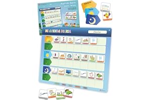 LIKARTO Agenda diaria para niños - Pizarra magnética planificador de Montessori con 152 imanes y cordón - Se puede escribir y borrar completamente - Aprende las rutinas diarias