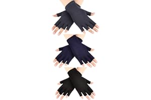 SATINIOR 3 Paires Demi-Doigts Gants d'Hiver en Tricot pour Hommes et Femmes