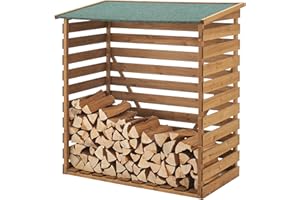 [en.casa] Legnaia da Esterno di Abete con Tetto in Bitume Deposito Coperto per Legna da Ardere Portalegna per Camino 123 x 116 x 64 cm