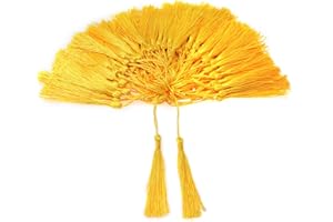 VAPKER 100 Yellow Silky Soft Tassels - 13cm/5-Inch Floss Bookmark Tassels with 2-Inch Cord Loop for Jewelry Making, DIY Projects, Bookmarks