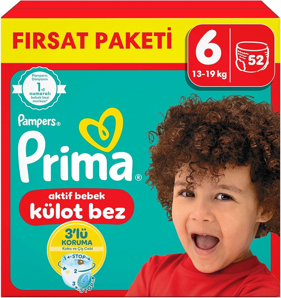 Prima Külot Bebek Bezi 6 Numara 52'li 15+ kg Fırsat Paketi