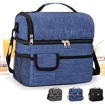 GEEKHOM Borsa Termica Per Pranzo 6 Litri – Doppio Scomparto – Impermeabile E Pieghevole – Per Lavoro, Scuola E Picnic
