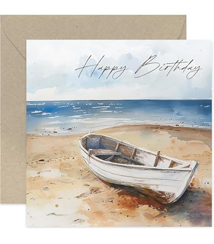 Old English Co. Sailing Boat Birthday Card For Him - Sailing Regatta Scene Birthday Card For Men - Sail Boat Birthday Card For Dad, Grandad, Husband