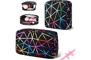 Desing Wish 2 Stück Mini Kosmetiktasche Damen Mädchen Klein Kulturtasche Kulturbeutel Schminktasche Reise Herren Kosmetikbeutel Cosmetic Make Up Bag Toiletry Schmink Tasche Zubehör mit Reißverschluss