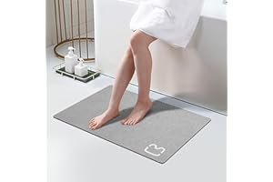 RUERYA Omulla Tapis de bain en forme de terre de diatomée, antidérapant, séchage rapide, super absorbant, fin, convient sous une porte – en pierre de diatomite pour baignoire, salle douche, évier, 40 x 60