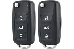 Betterher 2 Pezzi 3 Tasti Guscio Chiave con lama compatibile con VW Golf 5 6 MK6 Polo Touran Passat Seat Tiguan Touareg Skoda Jetta Beetle Telecomando Custodia Cover per Chiave Auto
