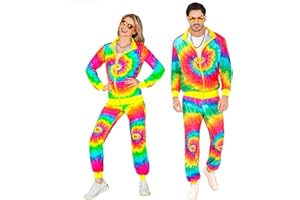 W WIDMANN MILANO Party Fashion – kostiumowy dres treningowy, wzór tęczy, strój z lat 80., dres do biegania na karnawał i imprezę