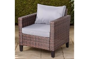 Rattan Park Sofás de Jardín de Poliratán – Conjunto Modular de Muebles de Exterior para Terraza y Patio (marrón, 1 Plaza)