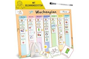 ‎SPIELLIEB SpielLieb® Montessori Wochenplaner Kinder – Magnettafel 216 Magnete, beschreib- & abwischbar – Wochenplan Kinder ideal für Selbstständigkeit & Organisation – Wochenplaner